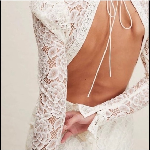 For Love and Lemons Cleo Mini Lace Dress in Ivory Size XL NWT - Picture 7 of 14